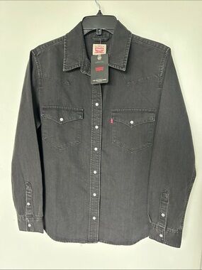 Levi's women’s Black Denim Western Shirt size Large, NWT
